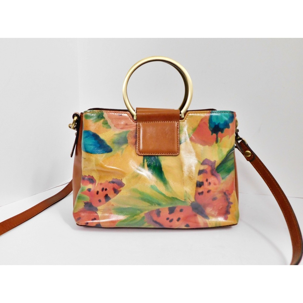 PATRICIA NASH Empoli Satchel Leather Round‎ Handles Crossbody Purse - Butterfly